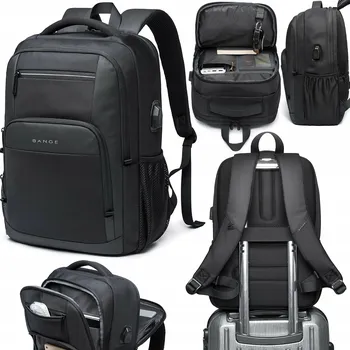 Městský batoh Bange městský cestovní batoh do letadla s USB, prostorný, černý