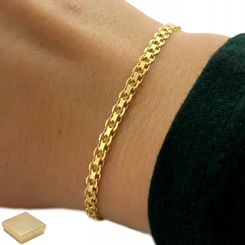 Náramek KRÁSNÝ ZLATÝ DÁMSKÝ NÁRAMEK BISMARK 18cm/3mm STŘÍBRNÝ RYZOST 925 DÁREK