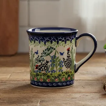 Keramický hrnek Mirek Ceramika Bolesławiecka Kalich 280 ml - dek. D - Perliczka