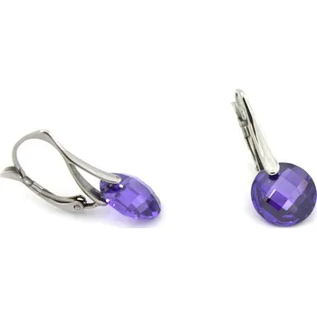 Náušnice Foxette Náušnice z chirurgické oceli se zirkony Indulgence - Fialová / Originální F-1129