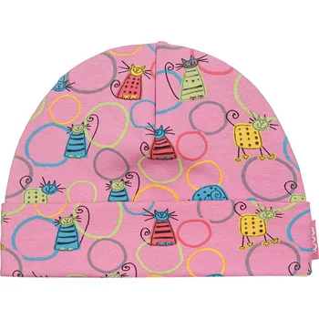 Čepice Čepice beanie růžová s potiskem koček Doll, vel. 49