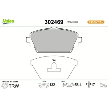 Brzdová destička Sada brzdových destiček, kotoučová brzda VALEO 302469