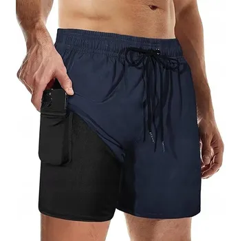 Pánské kraťasy Pánské plavecké Kraťasy , plážové kraťasy, 2 v 1, tréninkové, kapsy, vel L