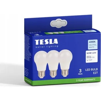 Žárovka LED žárovka Tesla Lighting E27 8 W 806 lm teplá bílá 3 ks