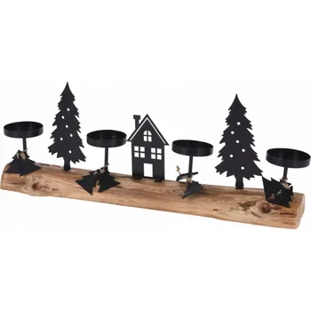 Svícen Home Styling Collection Svícen na čajové skříně se zimní scenérií, kolekce pro domácí styling