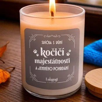 Žertovný předmět Svíčka s vůní kočičí majestátnosti a jemného pohrdání – vonná svíčka jako dárek- Tričkový.cz
