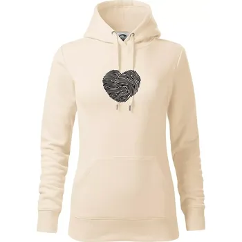 Dámská mikina Otisk prstu srdce - Mikina dámská Cape s kapucí - M ( Mandlová )