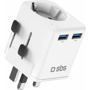 NoName Univerzální cestovní adaptér - EU 2xUSB-A - bílý