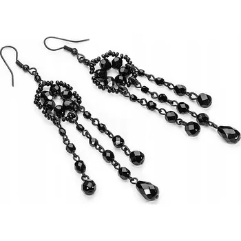 Náušnice Dlouhé Náušnice Černé Kiara Visací Ruční výroba
