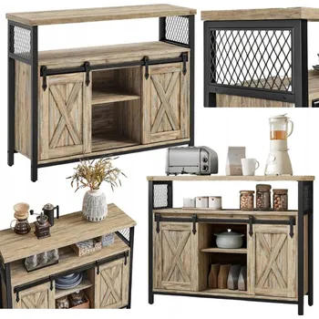 Ložnice Komoda Songmics se 2 dvířky, hnědé odstíny, dřevotříska, industriální styl