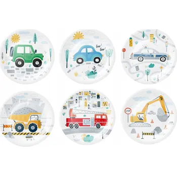 Talíř Papírové talířky Vozidla Auta Autíčka 6 kusů Narozeniny