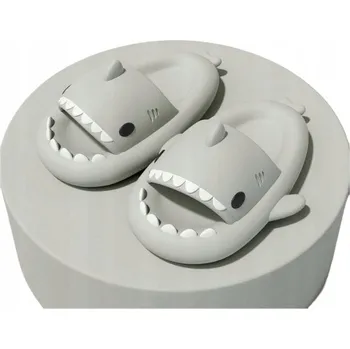 Dámská obuv SILNÉ NAZOUVÁKY K BAZÉNU ŽRALOCI PROTISKLUZOVÉ PANTOFLE SHARK ŠEDÉ 38-39