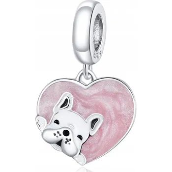 Přívěsek Korálek přívěsek na Náramky SRDCE SE PSEM stříbro