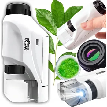 Dřevěná hračka Mini kapesní mikroskop, přenosná vzdělávací hračka pro děti, dárek