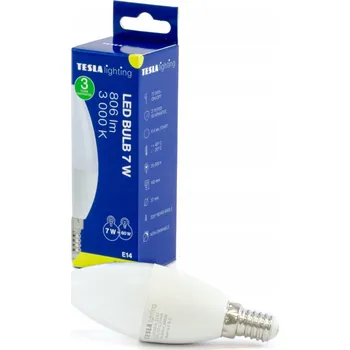 Žárovka TESLA- žárovka CANDLE svíčka, E14, 7W, 806lm, 3000K teplá bílá, 180st