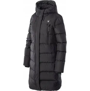 Dámský kabát DÁMSKÝ PÉŘOVÝ KABÁT S KAPUCÍ PIKOVANÝ ZIMNÍ IGUANA TIALGO ČERNÝ vel. M