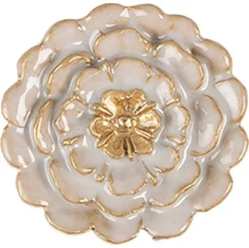 Béžovo-zlatá kovová úchytka ve tvaru květu - Ø 4*3 cm