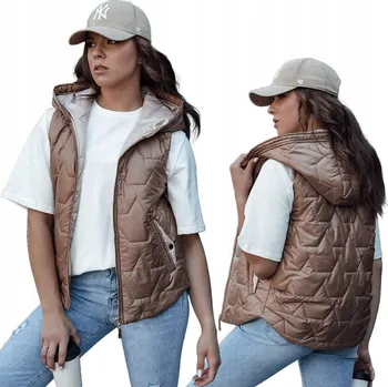 Dámská vesta DÁMSKÁ PROŠÍVANÁ VESTA VESTA S KAPUCÍ ty4464 - XL