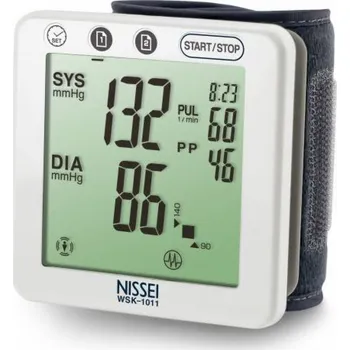 Měřič tělesných funkcí Měřič krevního tlaku Nissei Elektronický měřič krevního tlaku na zápěstí Nissei WSK-1011