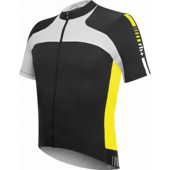 cyklistický dres RH+ Cyklistický dres zeroAgility FZ černo-kyselinově žlutý - S