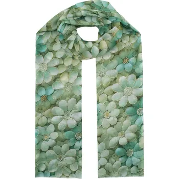 Šála Dámská šála vzor květ E-09557 barva: zelená
