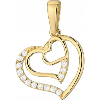Přívěsek ZLATÝ PŘÍVĚSEK ryzost 585 SRDCE se Zirkony 14k