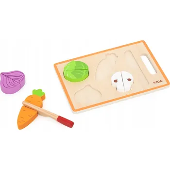 Dřevěná hračka DŘEVĚNÁ MONTESSORI VKLÁDAČKA EDUKAČNÍ TŘÍDIČ ZELENINA K KRÁJENÍ VIGA