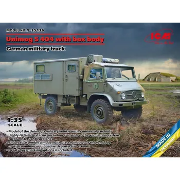 Plastikový model UNIMOG S404 w/ box body German military truck - ICM 35136