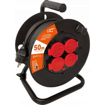 Elektrická zásuvka LTC Prodlužovací kabel se 4 zásuvkami a uzemněním, 50 m