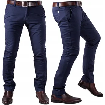 Pánské kalhoty VEL.33 Pánské chino kalhoty střihu Slim Fit námořnická modrá LOE