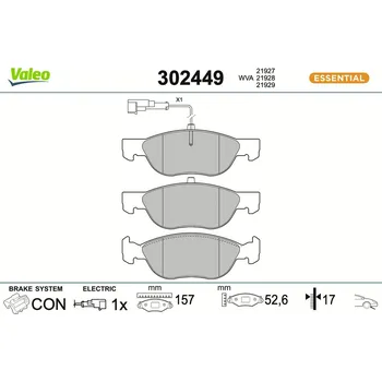 Brzdová destička Sada brzdových destiček, kotoučová brzda VALEO 302449