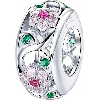 Přívěsek Přívěsek CHARMS STŘÍBRO 925 Květiny Barevné Zirkony Květinový Korálek