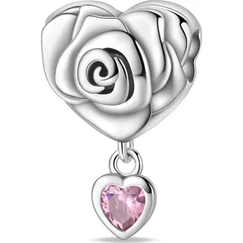 Přívěsek Přívěsek STŘÍBRO 925 Korálek Charms Růže se Srdcem