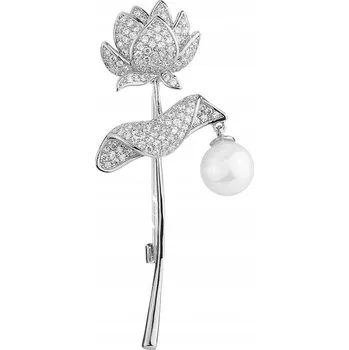 Brož Stříbrná Brož PINETS pozlacená růžovým zlatem, bílé zlato