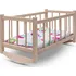 Doplněk pro panenku Baby Mix Dřevěná postýlka/kolébka pro panenky s povlečením 50 x 27 x 26 cm sovičky