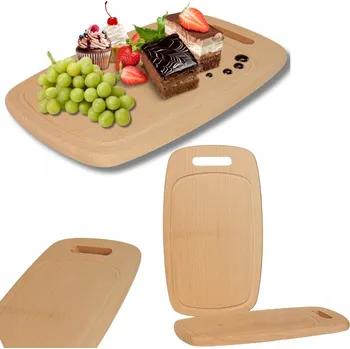 Kuchyňské prkénko BUKOVÉ DŘEVĚNÉ OVÁLNÉ PRKÉNKO NA KRÁJENÍ S RUKOJETÍ 32 cm