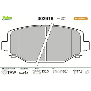 Brzdová destička Sada brzdových destiček, kotoučová brzda VALEO 302918