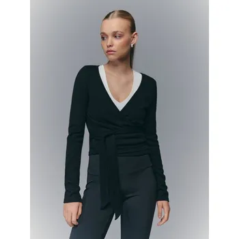 Dámský svetr Kardigan s vázáním vpředu - XS - House - černá - 696IZ-99X