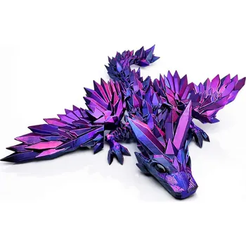 Figurka Velké 3D mládě krystalového draka s křídly | Svíčkománie3D | Barva: Fialovo-modrá lesklá