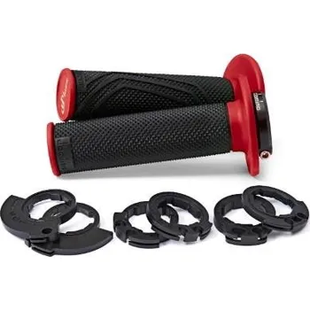 Zapalovací a žhavicí svíčka DoMINO řazení (gripy) (GRIPY) OFF ROAD D-LOCK 2T / 4T (s adaptéry plynu - KTM, HUSQVARNA, GASGAS, HONDA, KAWASAKI, SUZUKI, YAMAHA i INNE) barva černá/červená (DoMINO řazení (gripy) (GRIPY) OFF ROAD D-LOCK 2T / 4T (s adaptéry plynu - KTM, HUSQVARNA, GASGAS