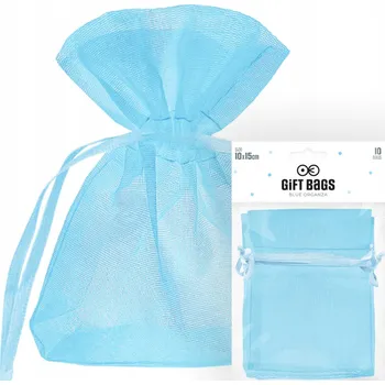 Obraz MODRÉ ORGANZOVÉ SÁČKY IDEÁLNÍ NA DÁREK, SVATBA, NAROZENINY, 10 Ks