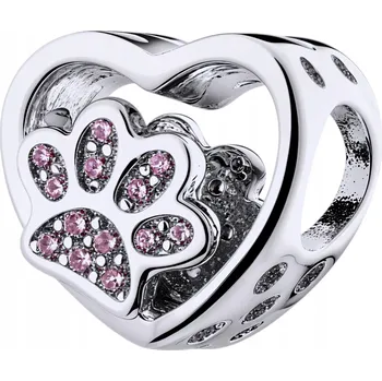 Přívěsek Přívěsek TLAPKA stříbro 925 kočka pes tlapka růžové zirkony