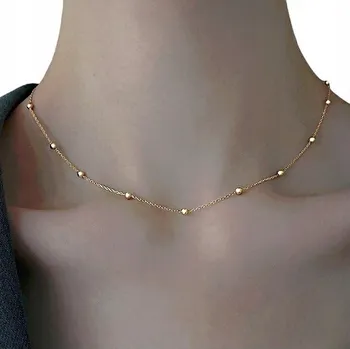 Náhrdelník Zlatý Náhrdelník Jemný Decentní Kuličky Nerezová Ocel Titan