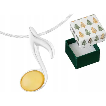 Náhrdelník Stříbrný Náhrdelník Notička Osmička s Žlutým Jantarem Nuta Jantar 925 30cm