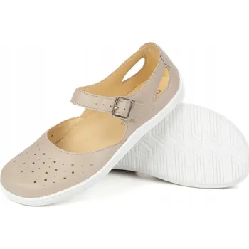 Dámské tenisky Béžové kožené dámské boty s perforací Barefoot OLIVIER 39