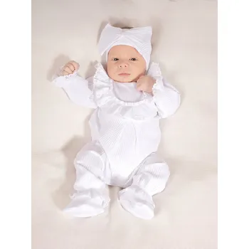 Kojenecký overall Elegantní bílá souprava pro holčičku - overal a nechodící botičky Nicol, vel. 68