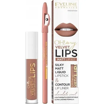 Rtěnka Eveline Cosmetics Oh! My Velvet Lips Liquid Matt Lip Kit sada matná tekutá rtěnka 4.5ml + konturovací tužka na rty 14 Choco Truffle