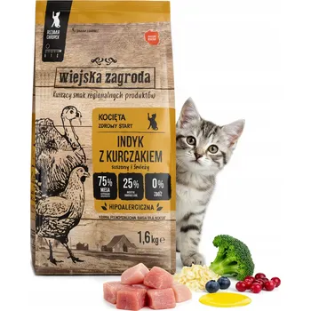 Krmivo pro kočku Wiejska Zagroda suché krmivo pro kočky Krůta s kuřetem pro koťata 1,6 kg