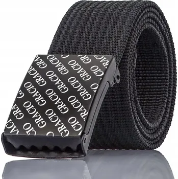 Opasek Pásek Pánský Plátěný ŠEDÝ Černá Spona s LOGEM Pánský 105cm Klasický