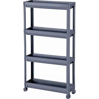 police Katex Úzká police na kolečkách, 4 úrovně, Decobella, antracit, délka 54 x šířka 18 x výška 100